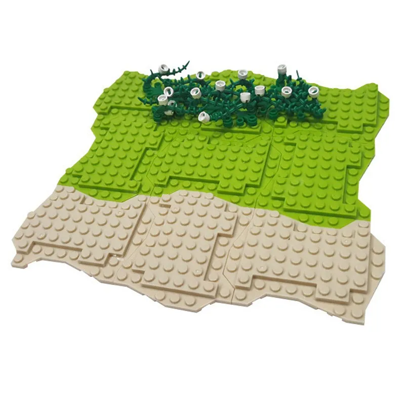 4 piezas de bloques de construcción irregulares con base especial para ensamblar, figuras de plantas, árboles, bosques y jardines, juguetes para niños