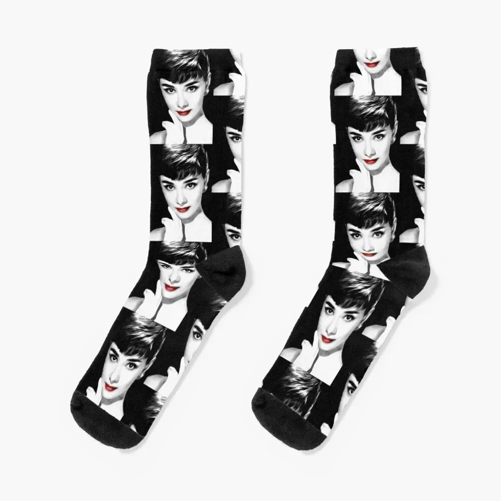 

Audrey Hepburn Lips Socks men cotton high quality cotton christmass gift sports stockings Socks Women's Men's