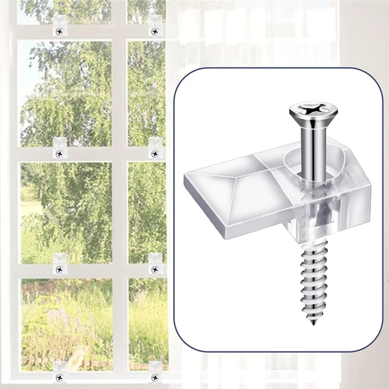 AT29-32Pack Mirror Holder Clips,Clear Plastic Mirror Clip,Frameless Mirror Mounting Hardware,Mirror Holders For Wall Mounting