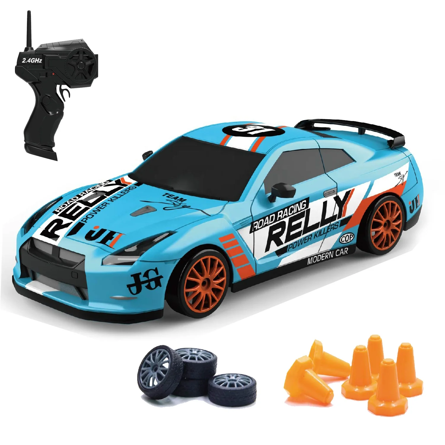 2.4G 고속 드리프트 RC카 4륜구동 장난감 리모컨 AE86 모델 GTR 자동차 레이싱카 어린이 크리스마스 선물 남아 여아용