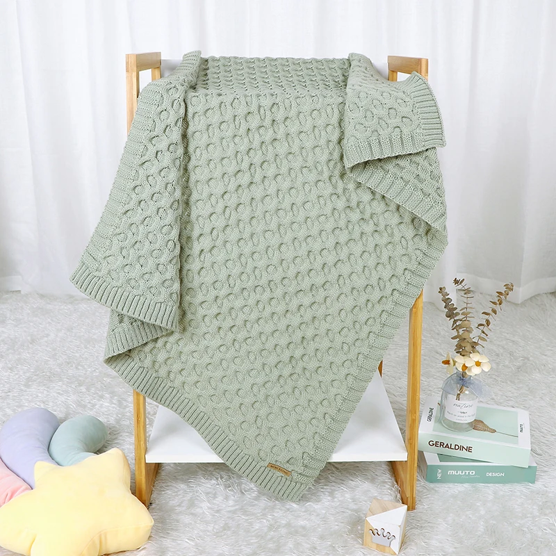 Newborn Baby Blanket Knitted 100*80CM Infant Children Bedding Quilt Fashion 3D Solid Toddler Boy Girl Swaddling Stroller Covers