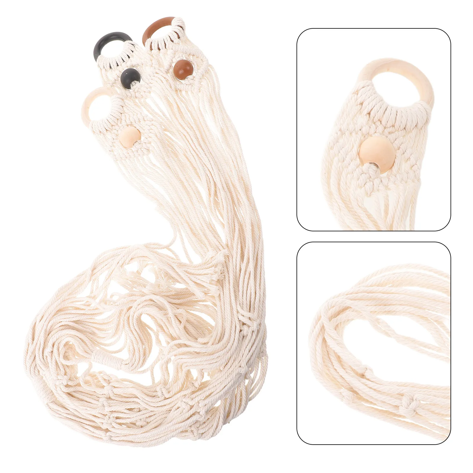 3Pcs Macrame Ukulele Wall Hanger Rope Guitar Holder Handcrafted Boho Decor for 21-24 Inch Soprano Concert Acoustic Instrument