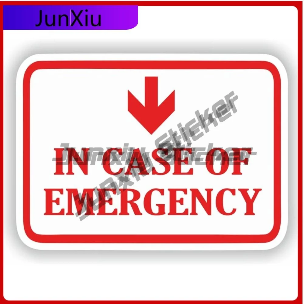 

In Case Of Emergency Safety Warning Sign Vinyl Stickers Occlusion Scratch Exterior Suv Decals Camping Car Decoration Stickers