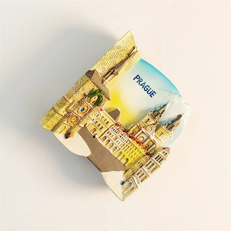 Czech Prague Square Tourist Souvenir Creative Three-dimensional Painting Decorative Magnetic Fridge Magnet Resin Material