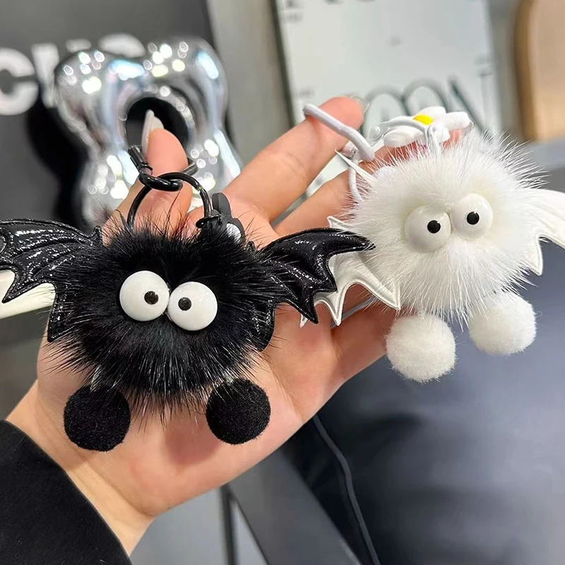 

Halloween Faux Mink Fur Little Bat Little Devil Backpack Pendant Plush Keychain