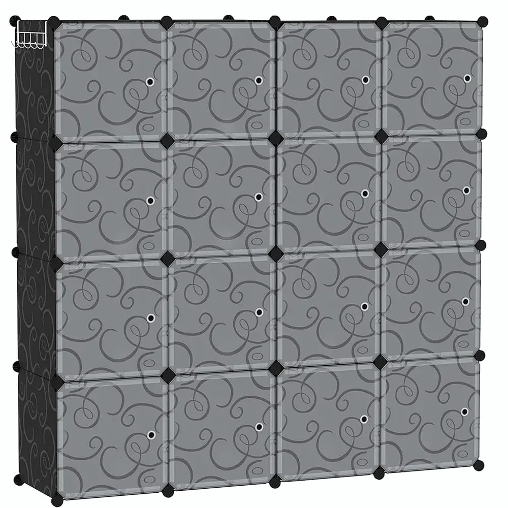 

Cube Storage Organizer, 16-Cube Storage Shelving With Doors, Modular Book Shelf, Plastic Shelves Organizing Units, I For