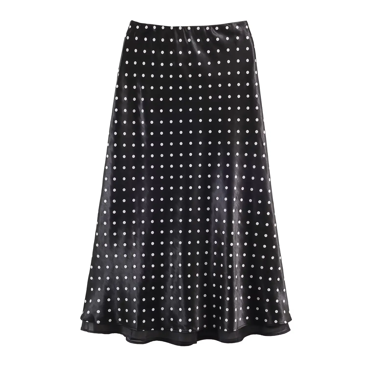 

WOMAN 2026 Summer New Chic Fashion Dot split double layer Midi Skirt Retro A Line High Elastic Waist Casual Female Skirts Mujer