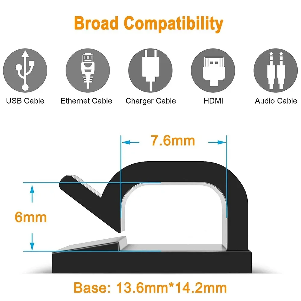 Car Cable Clamp Accessories Self-adhesive Line Management Clips Wiring Electrical Equipment Supplies Home Improvement