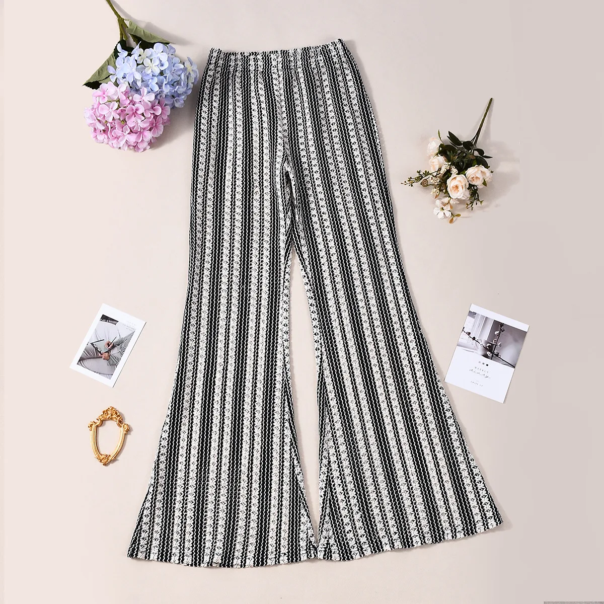 

Осенние новые персонализированные брюки-клеш контрастного цвета, повседневные женские брюки