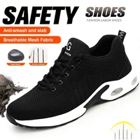 Zapatos de seguridad con punta de acero para hombre y mujer, zapatos de trabajo de protección de seguridad, botas de seguridad ligeras, zapatos indestructibles con cojín de aire