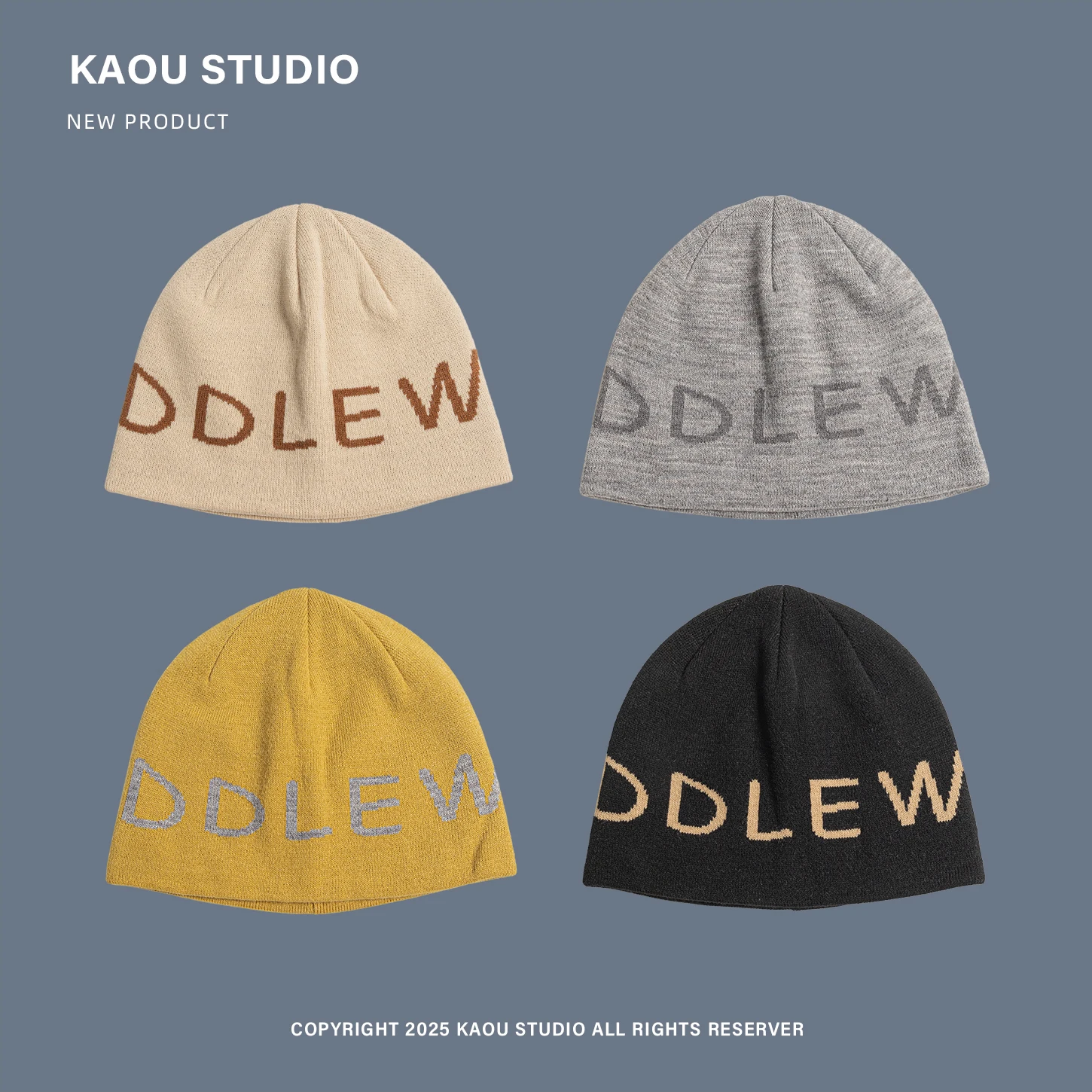 

Korean Alphabet Wool Beanie Cap Men Women Autumn Winter Outdoor Warm Skiing Mountaineering Pullover Fashion Knitted Bucket Hat