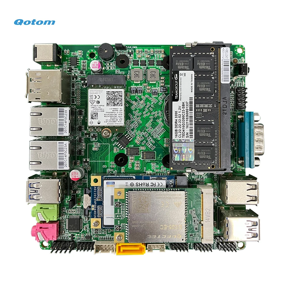 Qotom بدون مروحة كمبيوتر صغير J4125 J4105 رباعية النواة تشغيل 24/7 X86 حاسوب شخصي مكتبي صغير صناعي مزدوج LAN 4x RS232