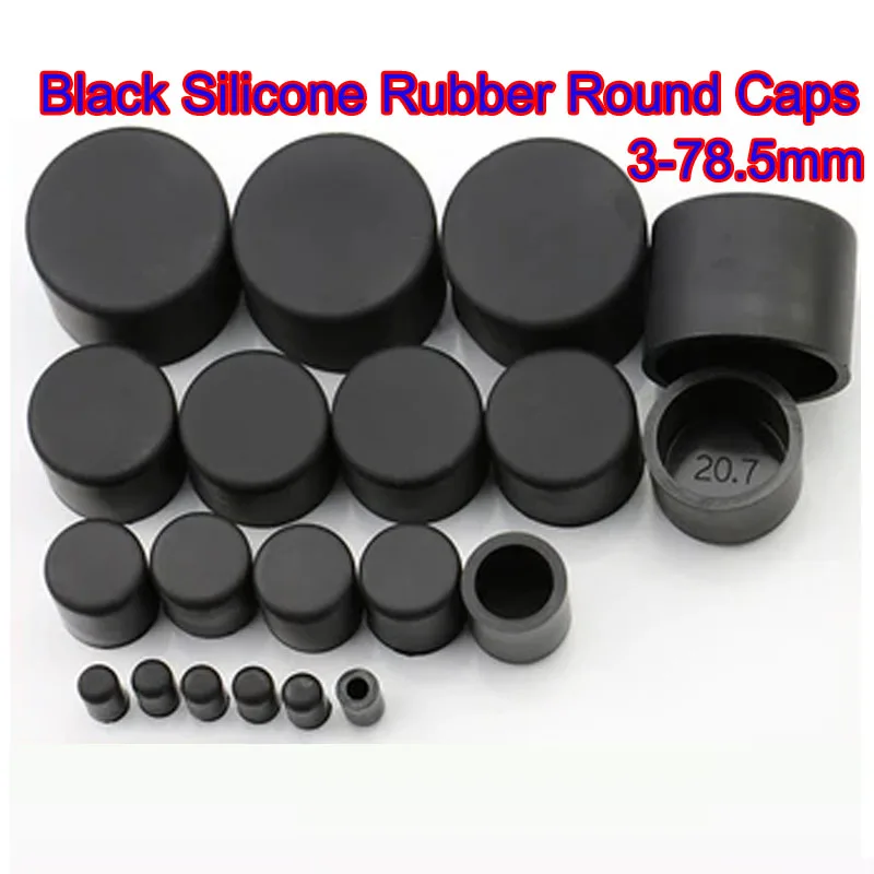 1/5/10/50PCS 3-80mm Black Silicone Rubber Round Caps Dustproof Sealing Cap Steel Pipe End Cover Round Pipe Insertion Plug