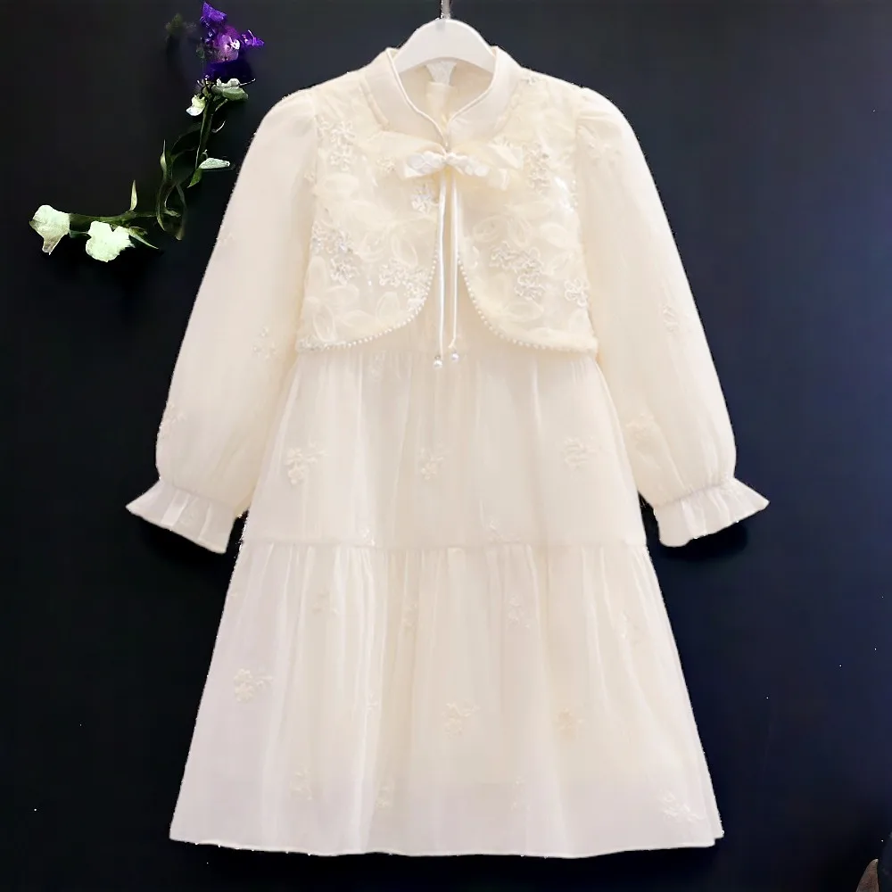 Children Costumes Autumn 4 5 6 7 8 9 11 12 Years Baby Girls Outfits Lolita Dresses for Kids Floral Party Dress Bohemia Teenagers