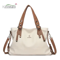 NEW Brands Soft Leather Handbags for Women Vintage Shoulder Tote Bag Luxury Designer Ladies Large Capacity Purse Bags Sac A Main