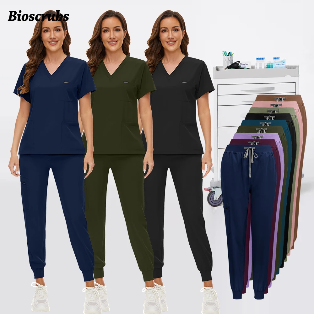 

Scrubs Clothes Men Women Clinical Nursing Jogger Set Wholesale Medical Uniform Doctor Nurse Workwear Pet Grooming Scrub Top Pant