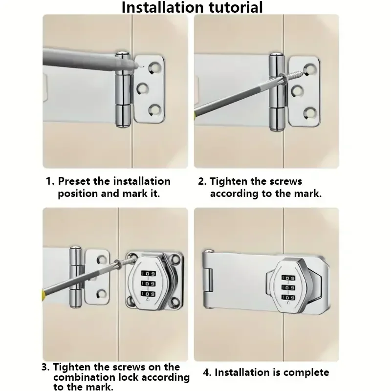 3-stellige Haushaltssicherheitsschrank-Passwortschlösser, schlüssellose Schubladenkombination, codierte Tür, Schrank, Heim-Hardware, Zinklegierung – Detail 6