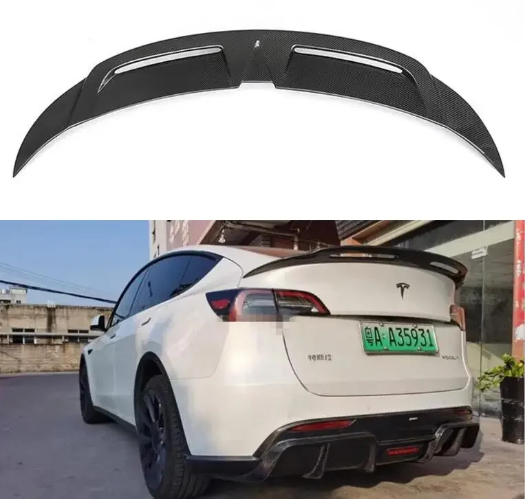 REAL FORGED CARBON FIBER REAR WING TRUNK LIP TAIL SPOILER FOR Tesla MODEL Y 2020 2021 2022 2023