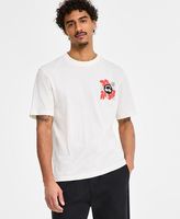 Hugo Boss Men's Nufloro Crew Neck Graphic T-Shirt Short Sleeve Crew Neck T-Shirt Trendy Printed Brand Pure Cotton Short Sleeve