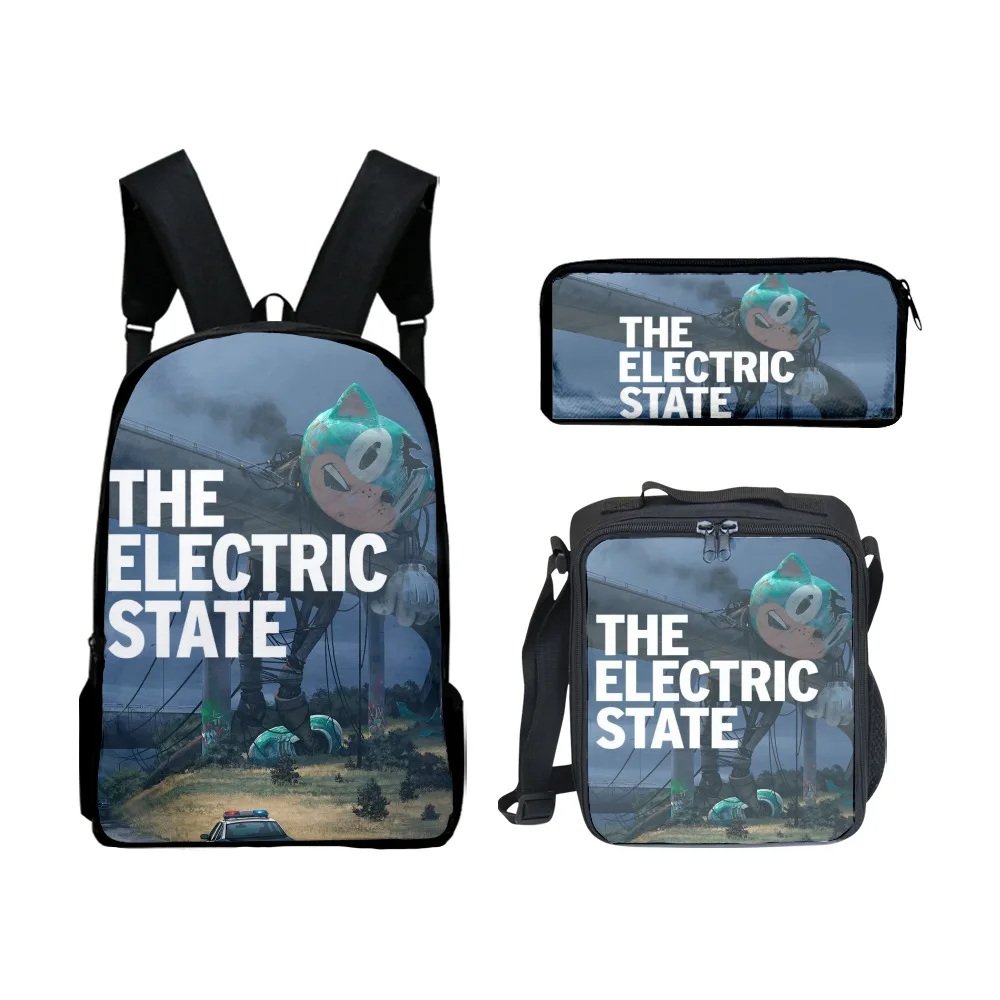 Classic Novelty Cool the electric state 3D Print 3pcs/Set pupil School Bags Laptop Daypack Backpack Lunch bag Pencil Case