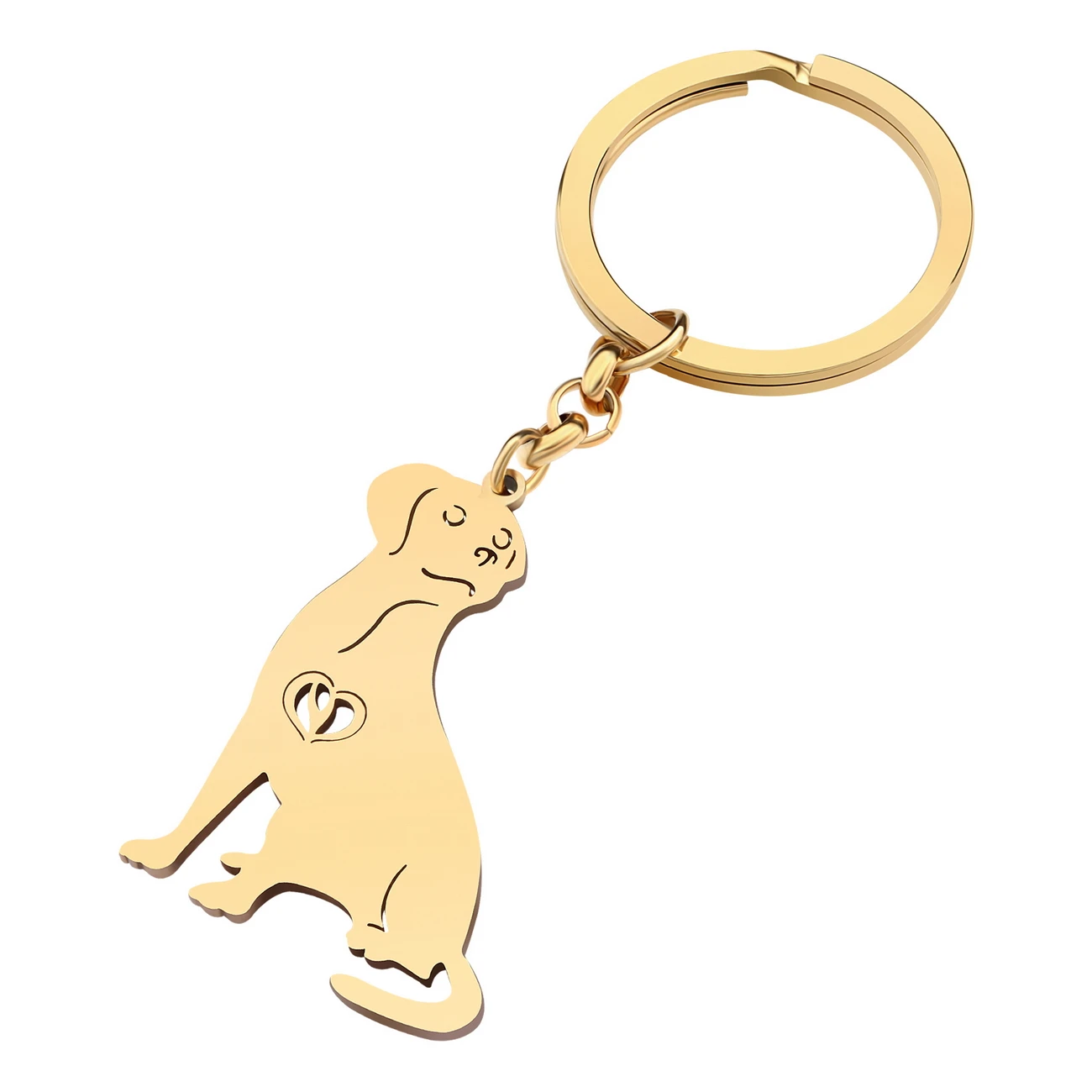 Bonsny Pendant Keychains Stainless Steel Gold-plated Labrador Retriever Dog Cute Puppy Pet Animals Jewelry For Women Charms Gift