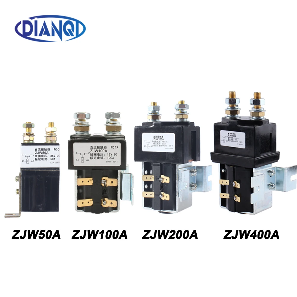 1pc ZJW50A/100A/200A/400A/600A/800A DC contactors 1NO for cars and control system 12V 24V 72V engineering machinery