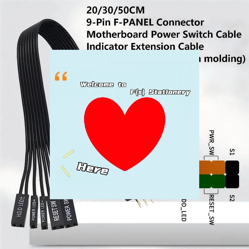 20/30/50cm 9Pin Header Computer Motherboard Front Extension Cable For PC Motherboard Power Switch Restart Hard Drive-F(x)