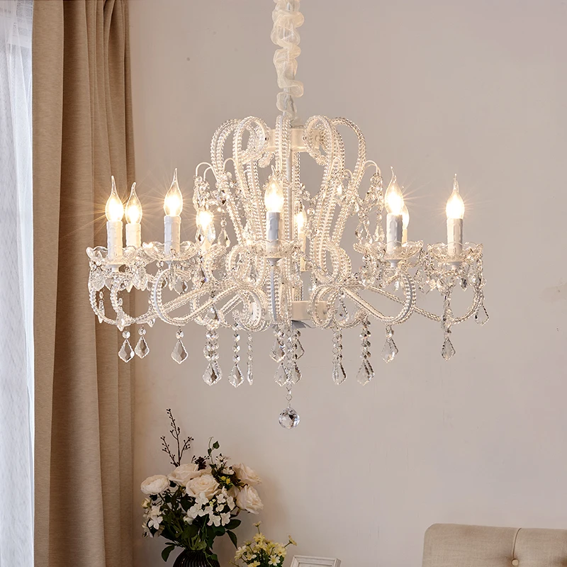 

Crystal living room lamp chandelier, wrought iron chandelier, bedroom dining room Internet celebrity lighting