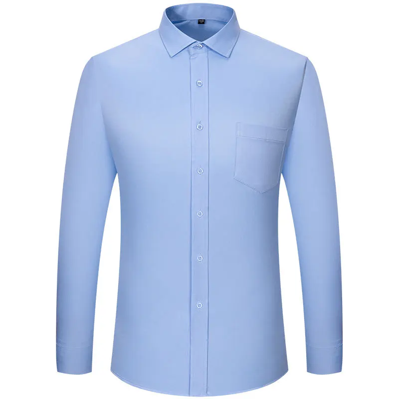 New Stretch Anti-Wrinkle Men\'s Shirts Long Sleeves Dress Shirts For Men Slim Fit Camisa Social Business Blouse White Shirt S-7XL