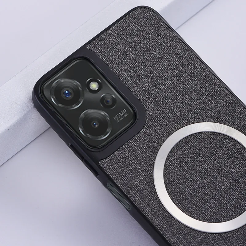 Luxuriöse Magsafe-Magnet-Handyhülle aus Stoff für Moto Edge 60 PRO, Stylus 50, Fusion 40, Neo Ultra, kabellose Ladegerät-Abdeckung