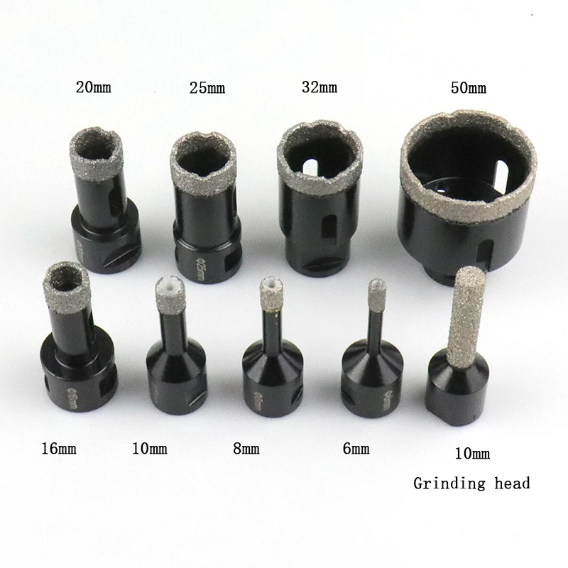 9Pcs M14 Thread Diamond Dry Drill Bit Vacuum Brazed Drilling Core Bits Set Porcelain Tiles Crowns Granite Marble Hole Saw Tools