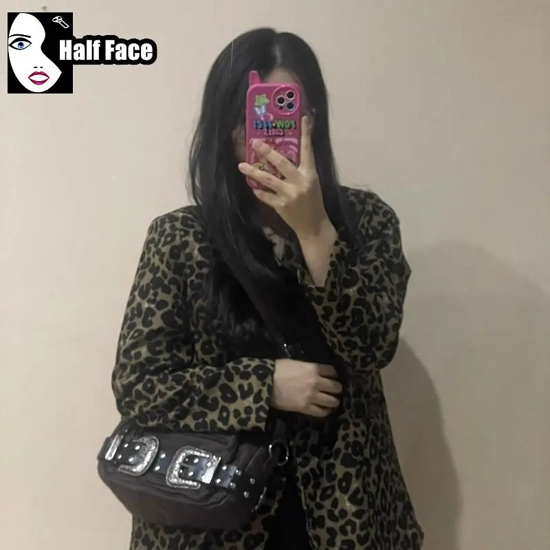 Y2K Girls Harajuku Gothic Punk One Shoulder Lolita Leather Belt Retro Color Wiping Motorcycle Women Underarm Crossbody Bags Tote