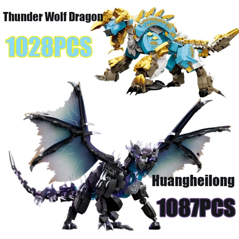 Mech Monster Dinosaur Alatreon Thunder Wolf Dragon Building Blocks Set Classic Rotatable Bricks Toy for Kids And Adults Holiday