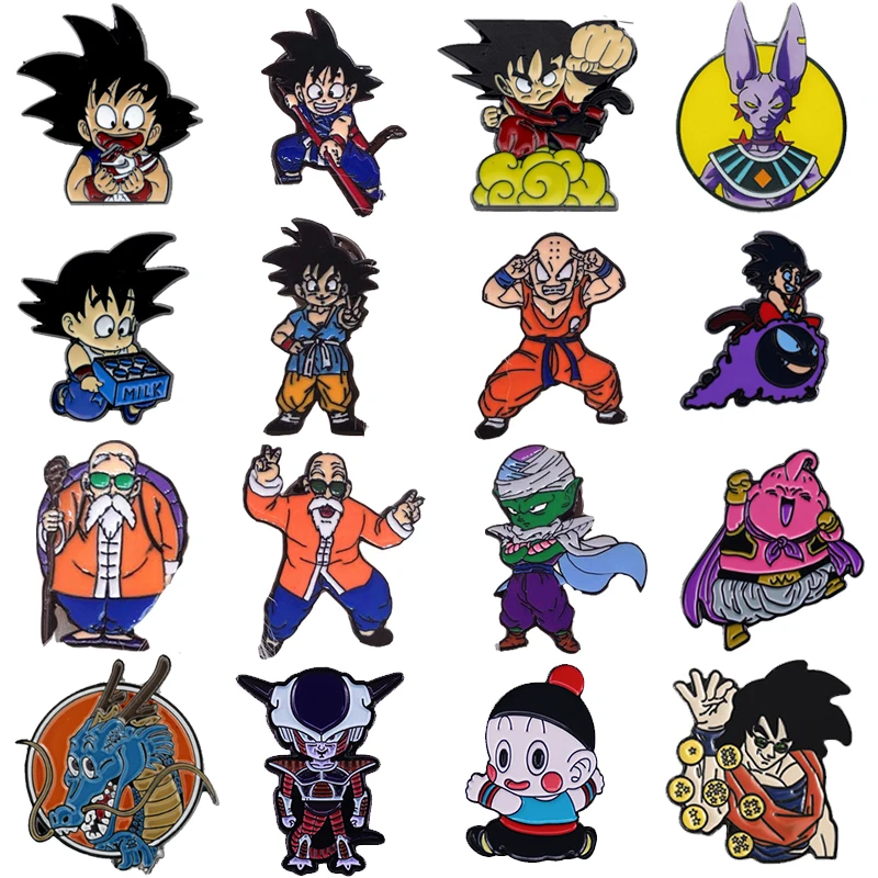 Pin esmaltado de Dragon Ball para niños, insignia de figura de acción de Anime, broche de joyería, regalo de fiesta, venta al por mayor