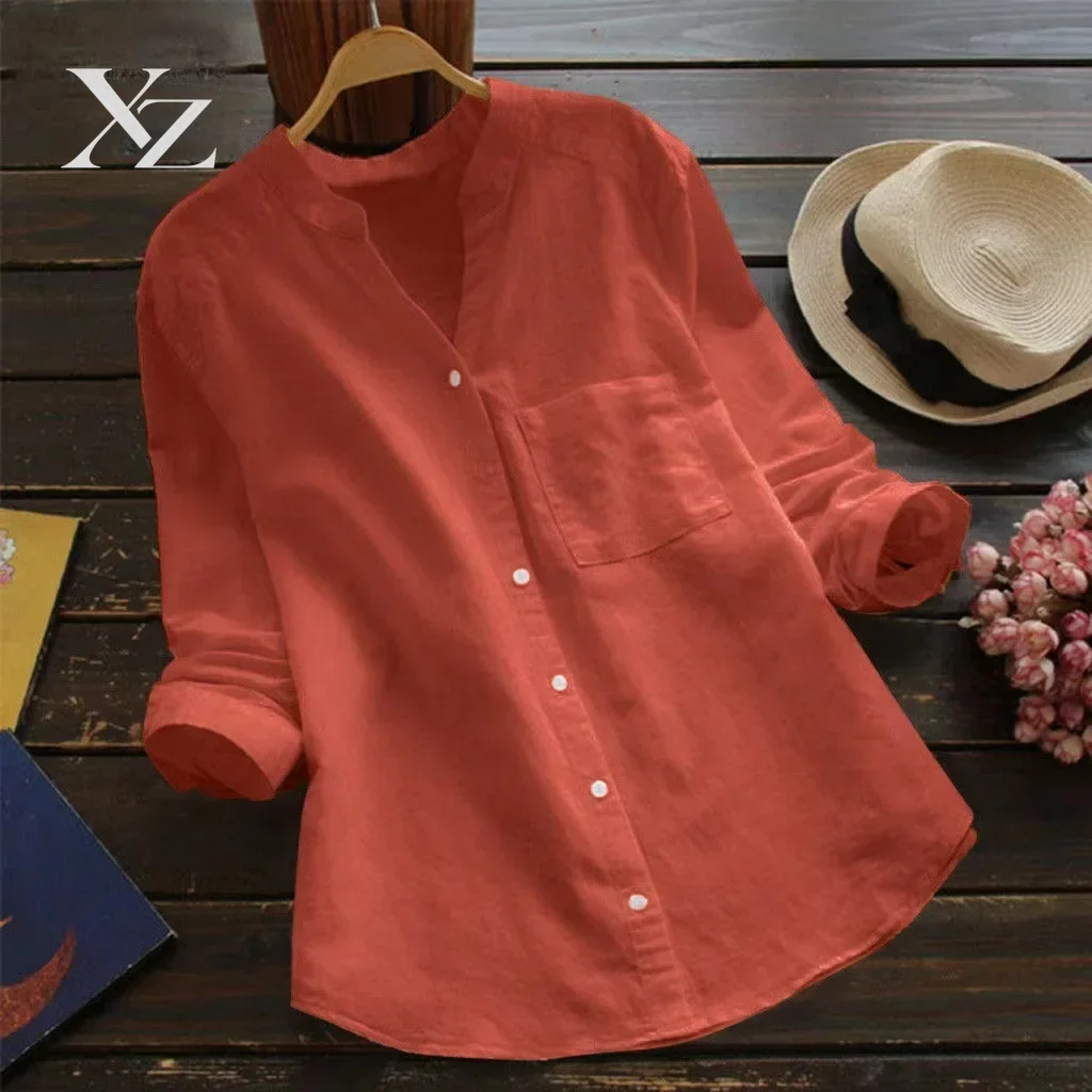 Women Long Sleeve Blouse Korean Woman Clothes Roupas Femininas Chemisier Femme Womens Tops Fashion 2022 Summer Linen White Shirt