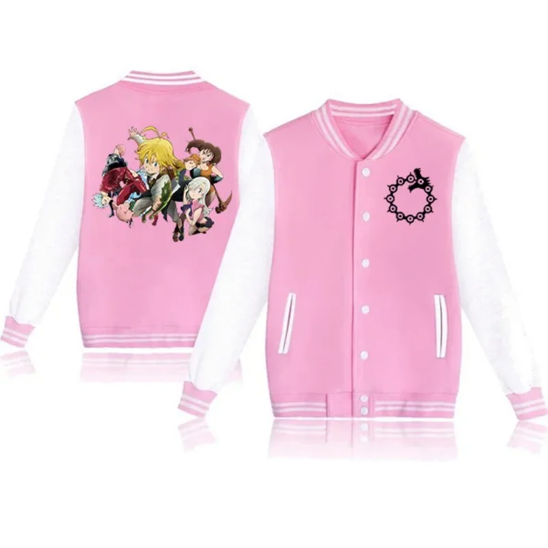 2024 Hot Japan Anime The Seven Deadly Sins Baseball Jacket Unisex Fashion Casual Cotton Long Sleeve Baseball Jersey Coats