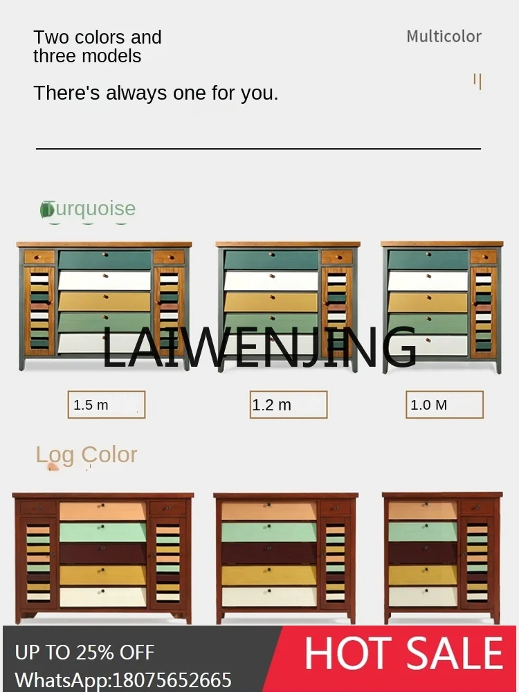 RWJ Solid Wood Household Tilting Retro Cabinet with Drawer Partition Small Apartment
