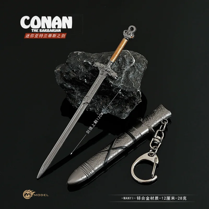 12cm Conan Atlantean Sword Keychain Conan the Barbarian Arnold Schwarzenegger Anime Peripherals Full Metal Models Toys For Boys view 6