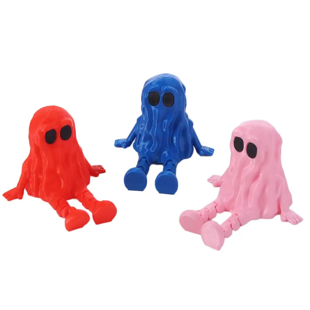 Simpatico mini ornamento fantasma stampato in 3D PLA dipinto a mano Fantasma Fidget Giunti mobili Statua fantasma Decorazione festa di Halloween