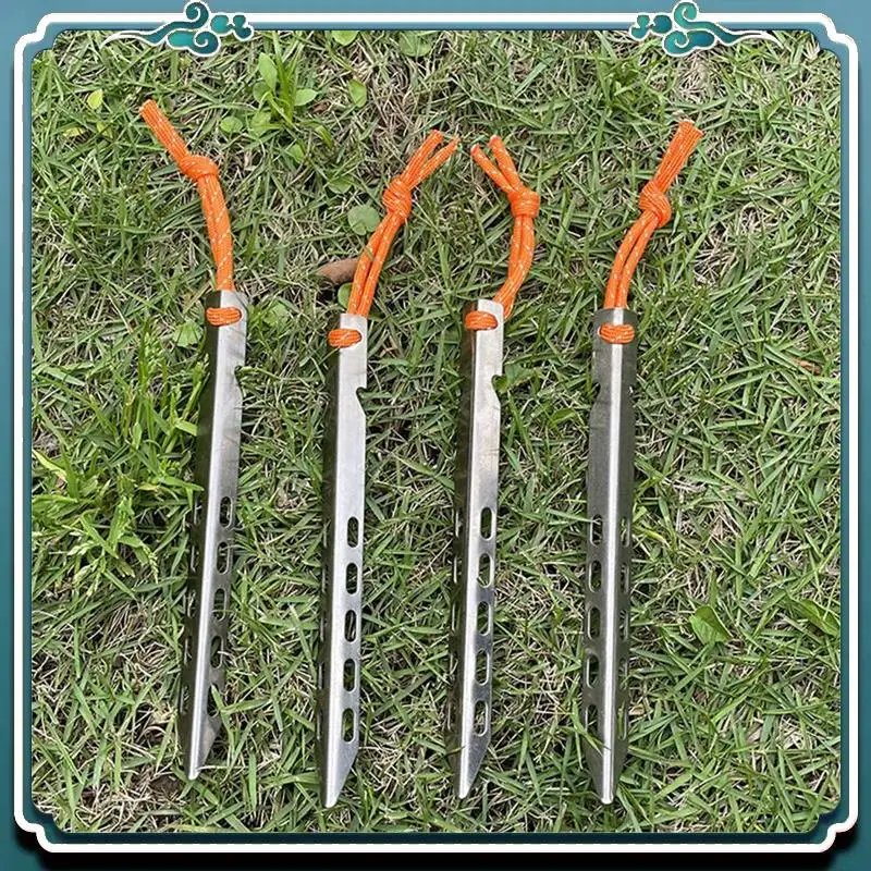 

6.3 Inch Camping Tent Pegs Ultra Light Windproof Tent Stakes Outdoor Camping Hiking Tent Pegs With Wind Cord A 8 Pack