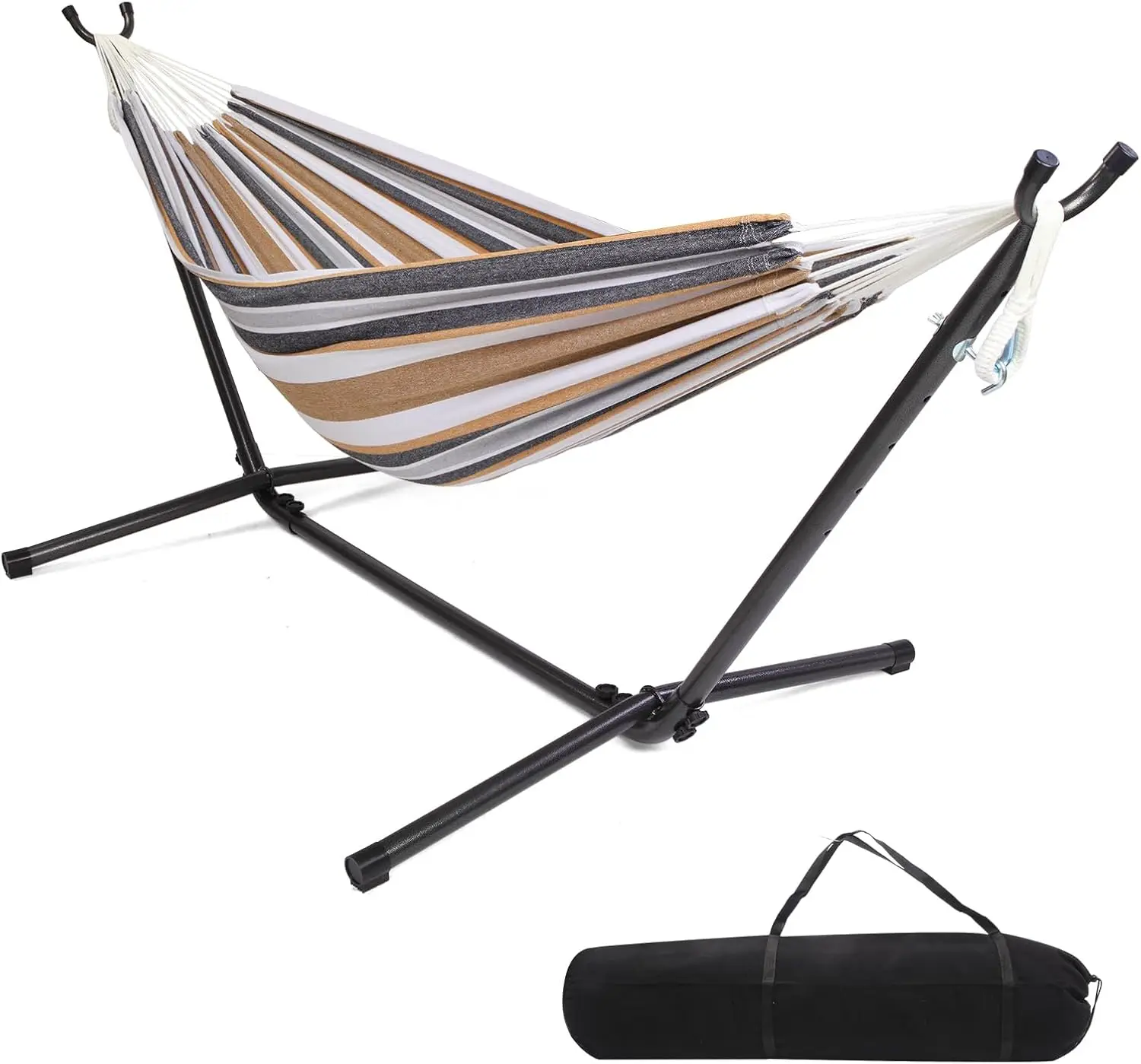 Heavy Duty 2-Person Hammock with Stand & Portable Carrying Bag – 550 LBS Capacity, 60