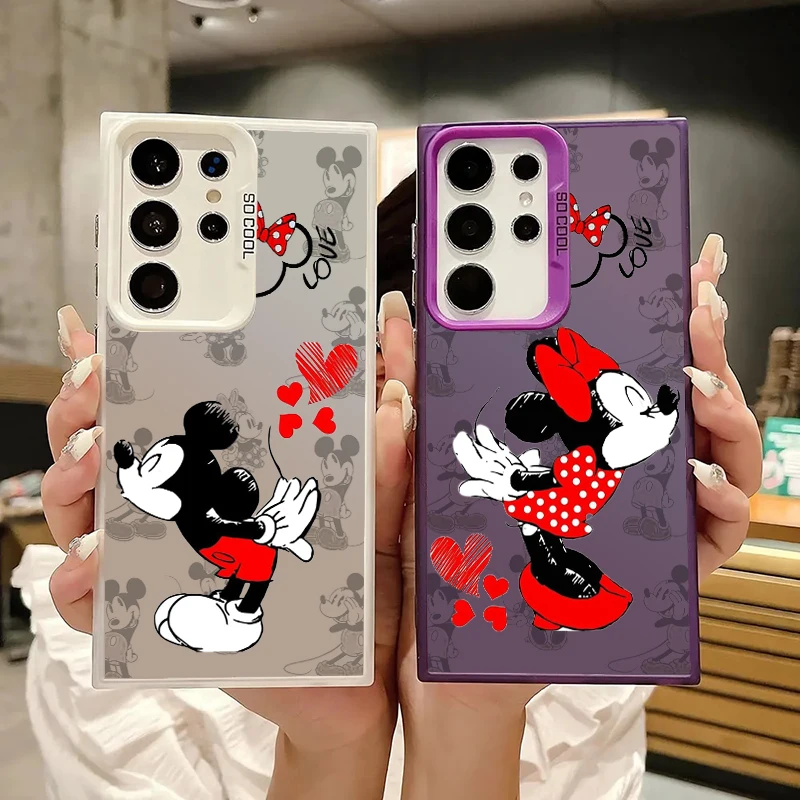 

Disney Anime Mickey Minnie For Samsung A71 A52 A53 A51 A34 A33 A32 A21S A23 A15 A12 A13 A05 5G Colorful Silver Cover Phone Case