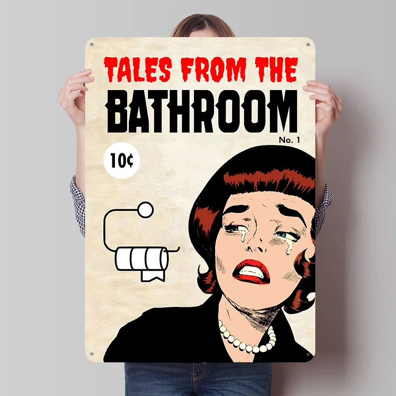 Metallposter „Tales From The Bathroom“, individuelle Wandkunst, Retro-Vintage-Blechschilder für Männerhöhle, Dekoration, Heimdekoration, Dekor