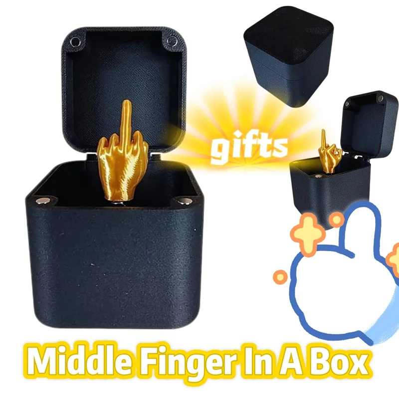 Creative Festival Gifts Middle Finger In Box 3D Printing Can Shake The Middle Finger Ornaments Family Interactive Toy Craft Gift