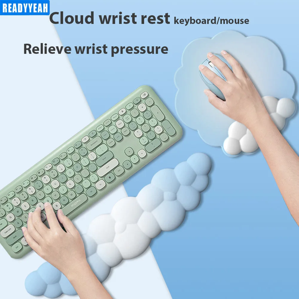 Gradient Mouse Pad And Cloud Shape Keyboard Mousepad Anti-Slip Rubber Material Wrist Rest For Office Desk Game Mouse Accessories