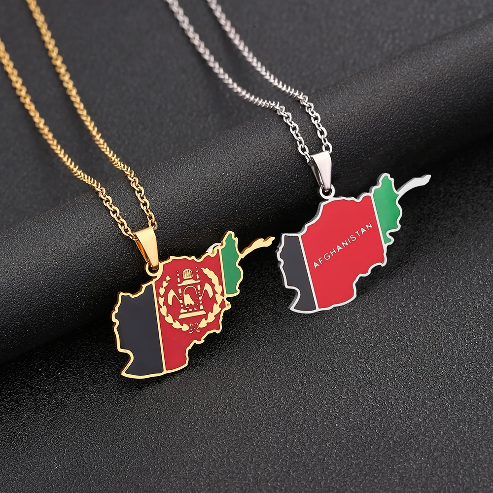 New Afghanistan Map Flag Pendant Necklace Stainless Steel Gold/Silver Color Afghan Jewelry for Women Men Girl