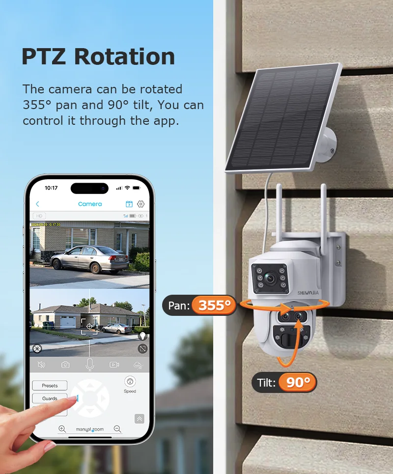 SHIWOJIA 6K 12MP 15X ZOOM Solar Camera 4G SIM /WIFI Three Lens Recording Dual Screen Human Auto Tracking Color Night Vision UBox