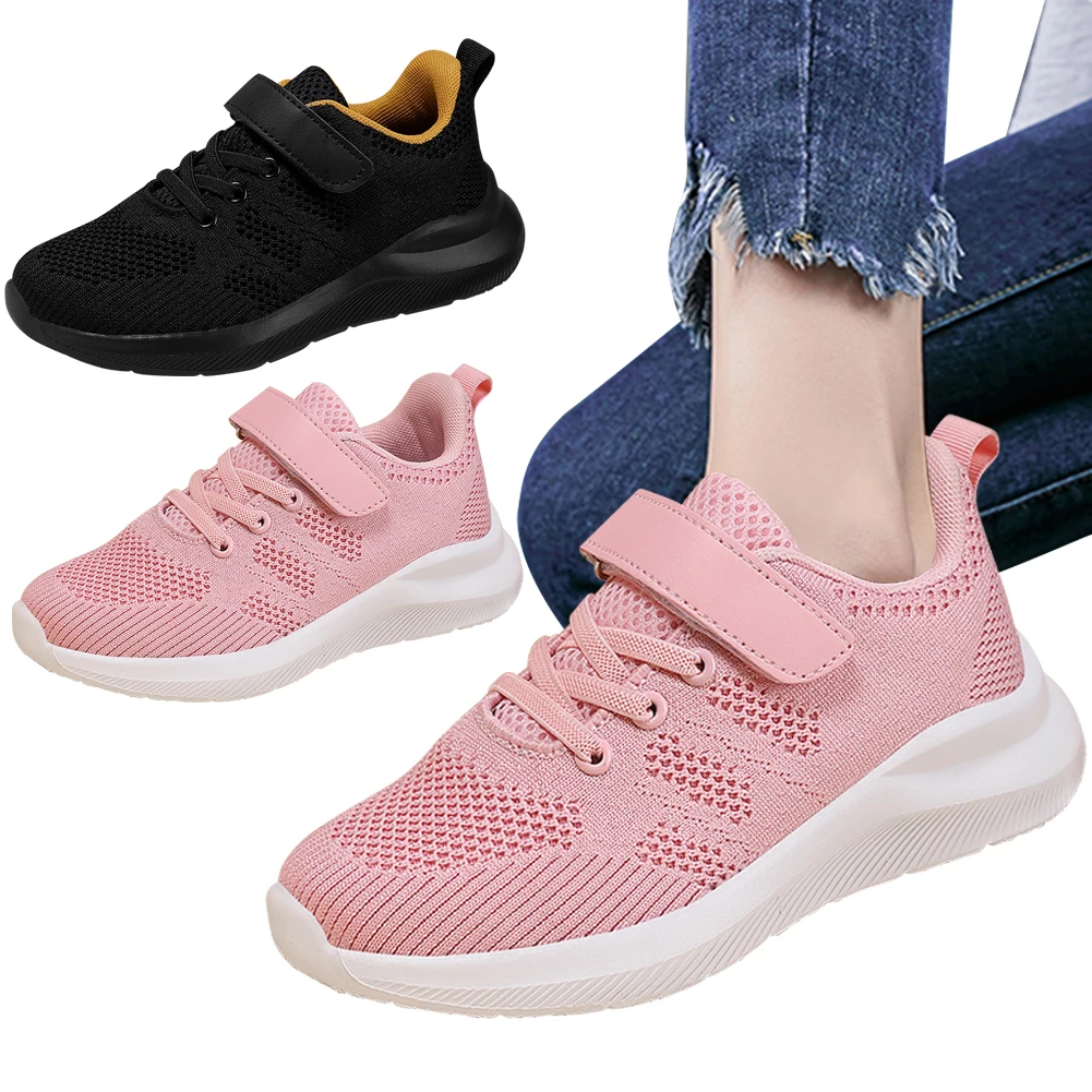 Kids Running Shoes Fashion Tennis Shoes Comfortable Knitted Athletic Shoes Soft Lightweight Sport Shoes for Outdoor Sports