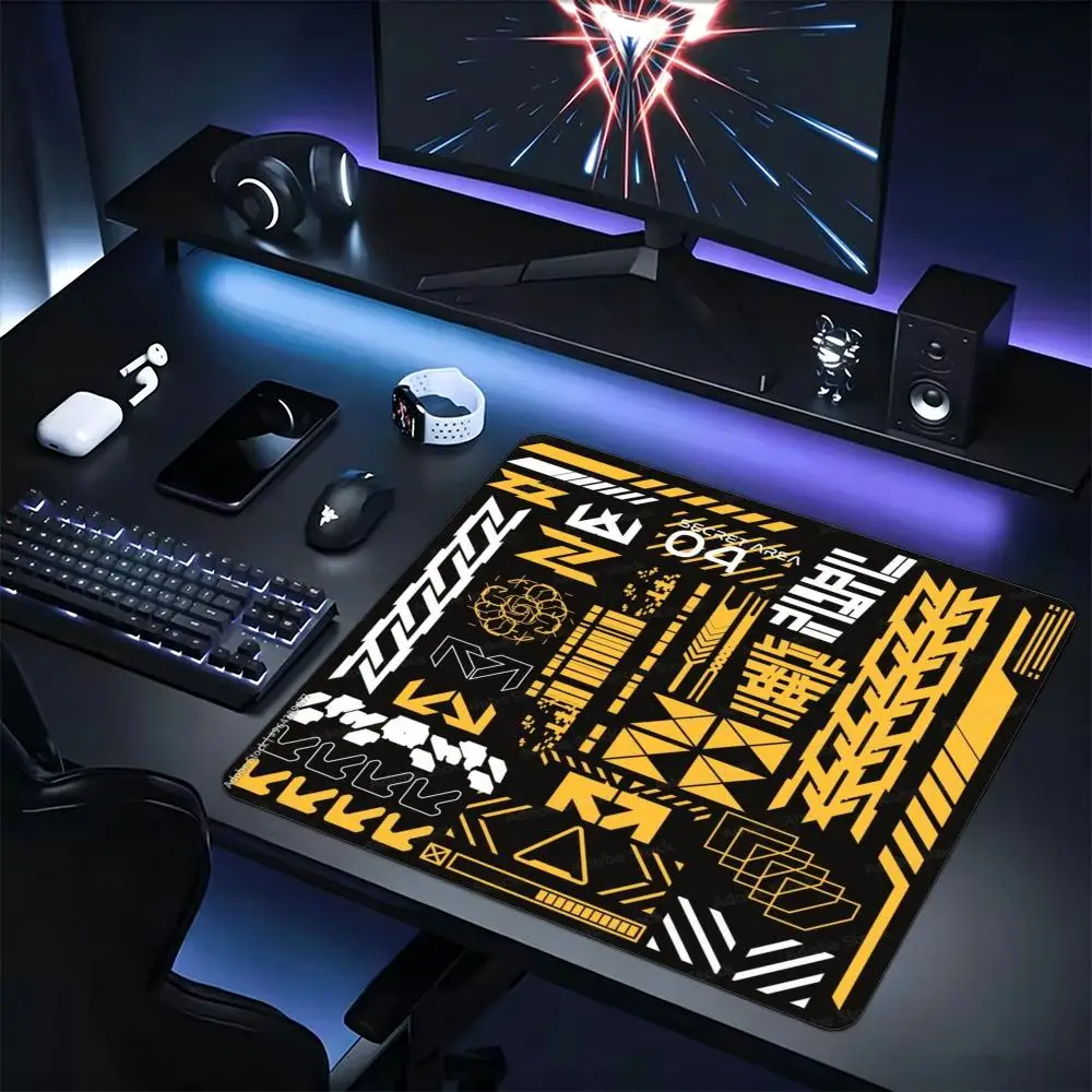 Gaming Mice Mat Cyber Danger Warning Decal Art Mousepad Anti‑slip Small Deskmat Gamer Accessoires Lock Edge Laptop Desktop