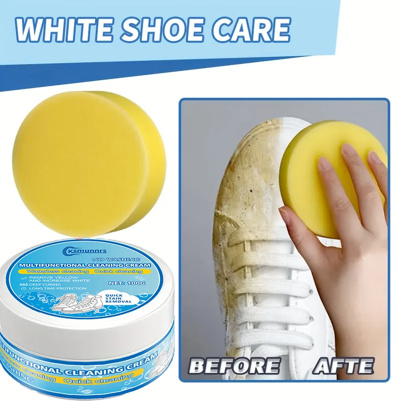 White shoe cleaner, a whitening and stain remover for synthetic leather, car interiors, and genuine/faux leather sofas; multi-pu